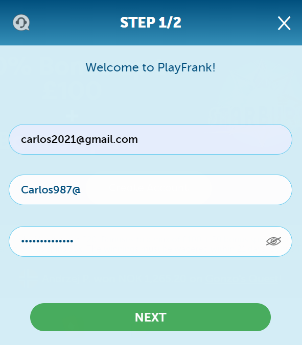 Pasos para reclamar el Código promocional Playfrank