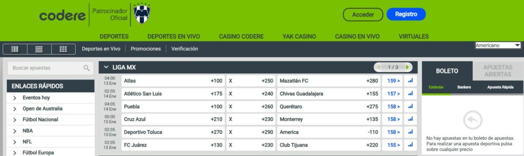 Comparador de apuestas en la Liga MX